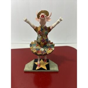 Cow Parade  "Dancing Diva" Figurine Floral Dress Hat 2001 8 1/4" Tall